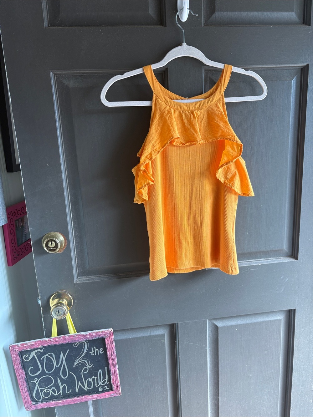 Sleeveless Ruffle Halter Top - yellow/ Orange Anthropologie